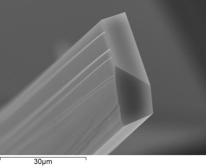 Dettaglio di un cristallo di Zabuyelite ottenuto in presenza di EDTA